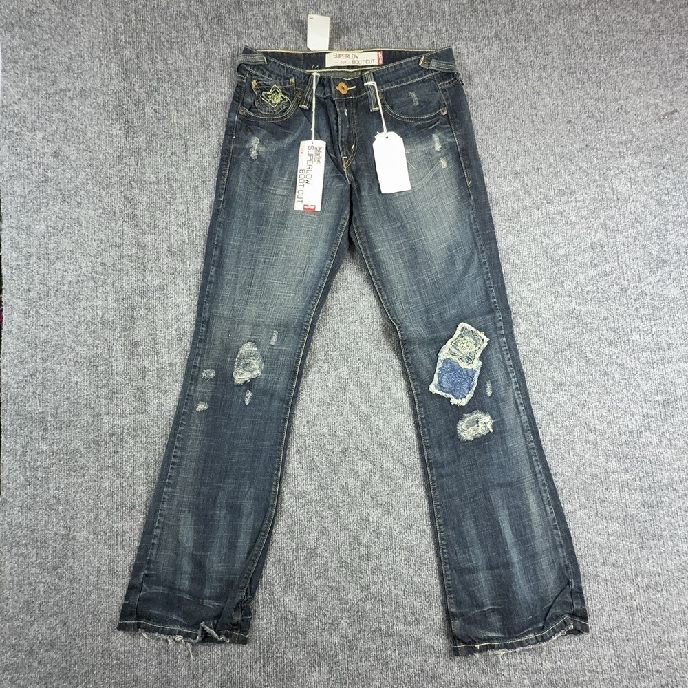 Y2K Levi's 518 Superlow Bootcut Jeans Juniors 9 Medium Wash Low Rise Distressed